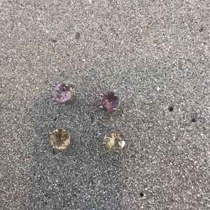 Purple and cream earrings